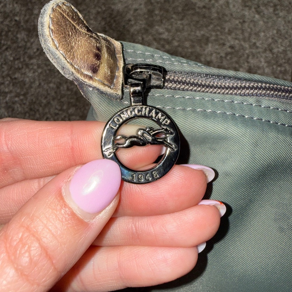 Longchamp Le Pliage Tote Womens Large Olive Green Fair Croc Embossed Trim - Picture 3 of 8